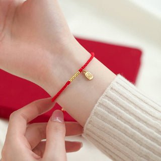 Buddha Gift Handmade Fu Character Charm Luck Fortune Rope Bracelet