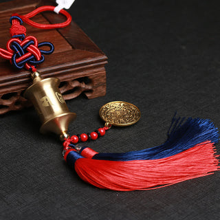 Buddha Gift Tibet Om Mani Padme Hum Prayer Wheel Nine Palace Eight Trigrams Copper Car Hanging Decoration