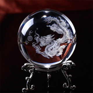 Buddha Gift White Crystal Dragon Lotus Blessing Decoration
