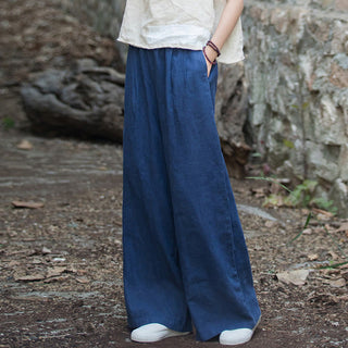 Buddha Gift Retro Wide Leg Pants Casual Women's Yoga Pants With Pockets