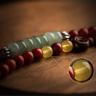 Buddha Gift Chinese Zodiac Natal Buddha Red Agate Small Leaf Red Sandalwood Cinnabar Amulet Blessing Double Wrap Bracelet