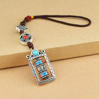 Buddha Gift Six True Words Prayer Wheel Rotation Knot Blessing Keychain Decoration