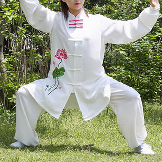 Buddha Gift Lotus Flower Leaf Pattern Tai Chi Meditation Prayer Spiritual Zen Practice Clothing Women's Set