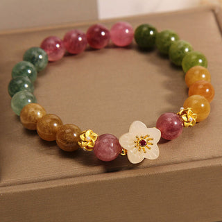 Buddha Gift Colorful Tourmaline Jade Flowers Love Bracelet