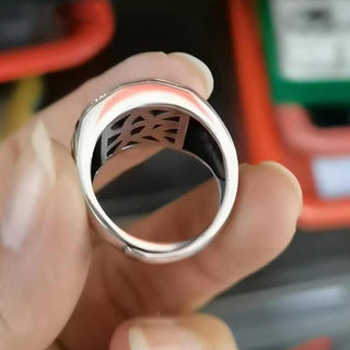 Buddha Gift 925 Sterling Silver Sanskrit Design Carved Protection Adjustable Ring