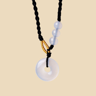 Buddha Gift Strawberry Quartz Chalcedony Peace Buckle Healing Necklace Pendant
