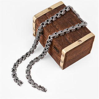 Buddha Gift Dragon Pattern Titanium Steel Protection Necklace Pendant Bracelet