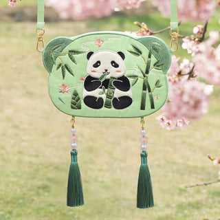 Buddha Gift Embroidery Lucky Panda Cat Shiba Inu Deer Rabbit Fox Flower Cute Animal Hanfu Bag Crossbody Bag Shoulder Bag