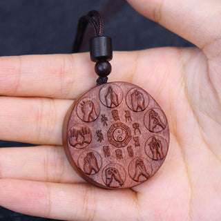 Buddha Gift Lightning Struck Jujube Wood Yin Yang Bagua Mountain Ghosts Spend Money Protection Necklace Pendant