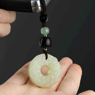 Buddha Gift PiXiu Jade Peace Buckle Abundance Wealth Key Chain