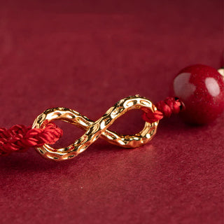 Buddha Gift Cinnabar Blessing Red String 14K Gold Infinity Symbol Bracelet Anklet