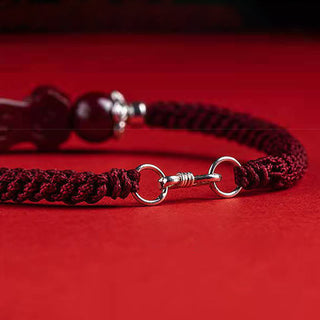 Buddha Gift Handcrafted PiXiu Cinnabar Wealth Luck Braided Bracelet