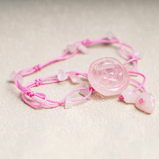Buddha Gift Amethyst Pink Crystal Green Aventurine Rose Inner Peace Healing Anklet