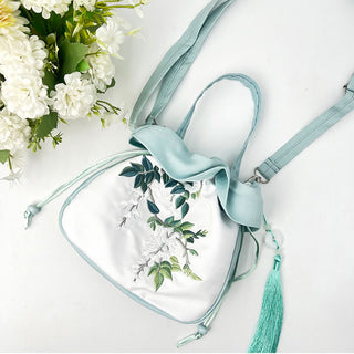 Buddha Gift Suzhou Embroidery Camellia Magnolia Peony Lotus Silk Tote Crossbody Bag Shoulder Bag Handbag