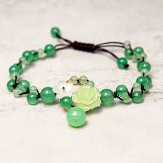 Buddha Gift Financial Success Jade Braided Weave Prosperity Abundance Anklet