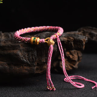 Buddha Gift Tibetan Handmade Luck Prayer Wheel Bead Charm Weave Colorful String Bracelet