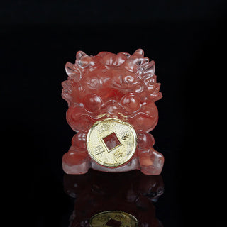 Buddha Gift Handmade Cute PiXiu Gold Coin Crystal Fengshui Energy Wealth Fortune Home Decoration