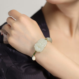 Buddha Gift 925 Sterling Silver Chinese Zodiac Hetian Jade Happiness Luck String Bracelet