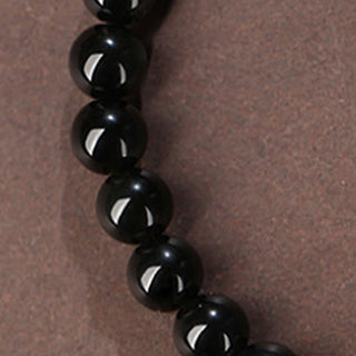 Buddha Gift Natural Black Obsidian Hetian Jade Gourd Double Happiness Strength Bracelet
