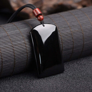 Buddha Gift Black Obsidian Dragon Phoenix Success Necklace Pendant