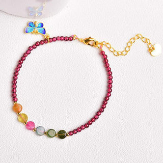 Buddha Gift Garnet Tourmaline Butterfly Protection Bracelet Anklet