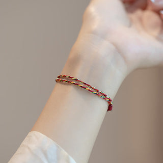 Buddha Gift 925 Sterling Silver Luck Koi Fish Braided Colorful String Bracelet Anklet