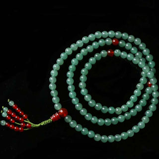 Buddha Gift 108 Beads Green Aventurine Red Agate Luck Mala Bracelet