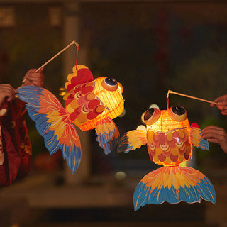 Buddha Gift DIY Good Luck Koi Fish Paper Lantern Lamp Mid-Autumn Festival Child Kids Lantern Decoration