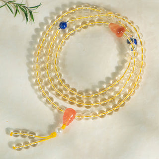 Buddha Gift 108 Mala Beads 925 Sterling Silver Natural Citrine Red Agate White Jade Prosperity Charm Bracelet