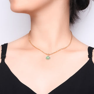 Buddha Gift Oval Turquoise Strength Titanium Steel Necklace Pendant