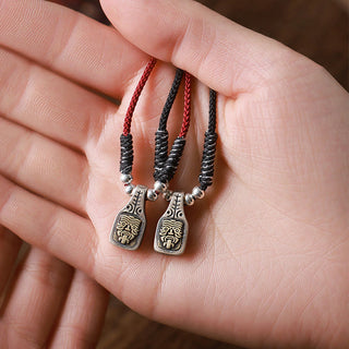 Buddha Gift Tibetan 925 Sterling Silver Zakiram Goddess of Wealth Protection Rope Necklace Pendant