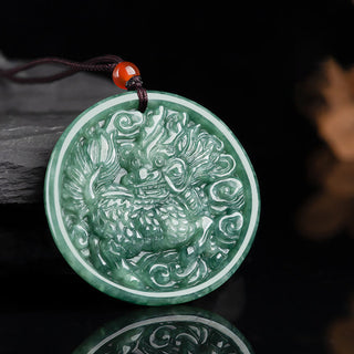 Buddha Gift Natural Jade Kirin Abundance String Necklace Pendant