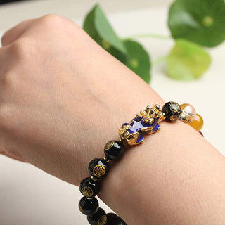 Buddha Gift Color-Changing Pixiu Obsidian Luck Bracelet