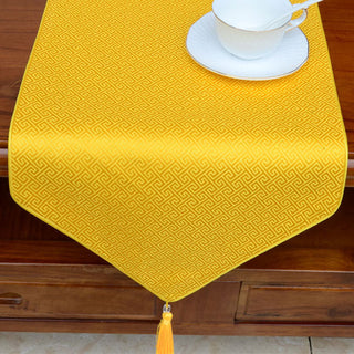 Buddha Gift Prayer Altar Flower Vajra Dragon Pattern Tibetan Auspicious Symbols Tassels Jacquard Table Runner
