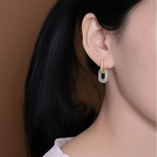 Buddha Gift 925 Sterling Silver Round White Jade Happiness Blessing Earrings