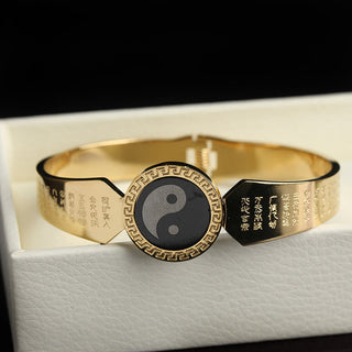 Buddha Gift Yin Yang Lotus Om Mani Padme Hum Mantra Titanium Steel Harmony Bracelet Bangle