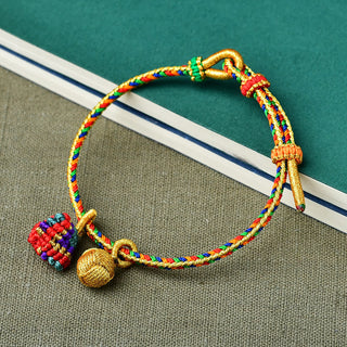 Buddha Gift Colorful Rope Luck Handmade Zongzi Golden Ball Charm Bracelet