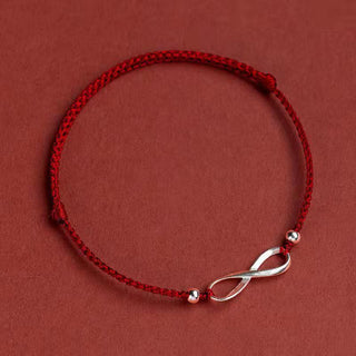 Buddha Gift 925 Sterling Silver Endless Knot Protection Luck Red String Bracelet Anklet