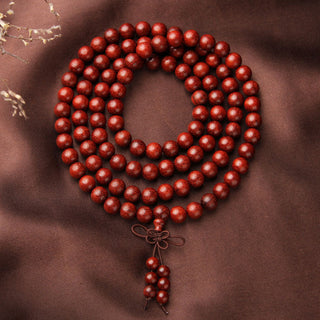 Buddha Gift Tibetan Small Leaf Red Sandalwood 108 Beads Mala Meditation Bracelet
