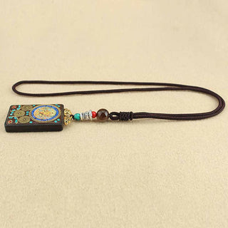 Buddha Gift Tibet God of Wealth Thangka Ebony Peace Necklace Pendant