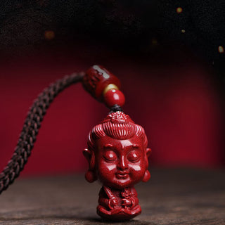 Buddha Gift Chinese Zodiac Natal Buddha Natural Cinnabar Amulet Keep Away Evil Spirits Necklace Pendant