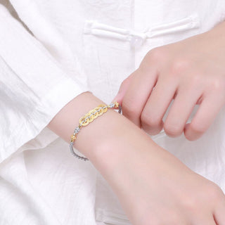 Buddha Gift Copper Coin Fortune Tree Pearl Luck Blue Rope Braided Bracelet