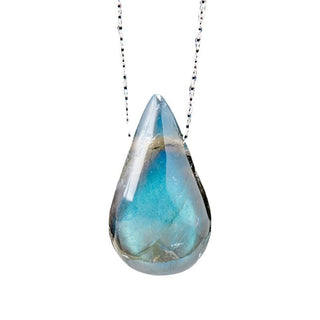 Buddha Gift Labradorite Water Drop Support Healing Necklace Pendant