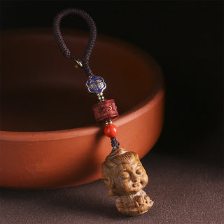 Buddha Gift Chinese Zodiac Natal Buddha Green Sandalwood Om Mani Padme Hum Peace Key Chain