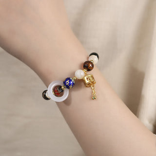 Buddha Gift Tibetan Incense Ash Liuli Glass Tridacna Stone Sun Stone Om Mani Padme Hum Prayer Wheel Charm Bracelet