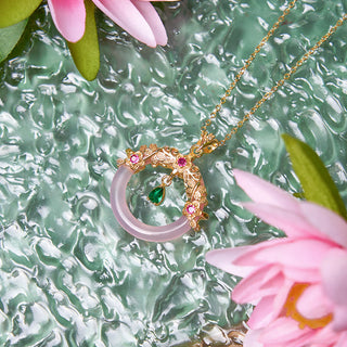 Buddha Gift Green Chalcedony Peace Buckle Design Strength Necklace Pendant