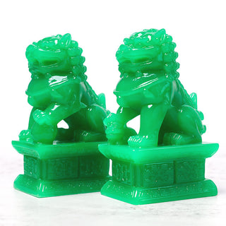 Buddha Gift Wealth Prosperity Pair of Fu Foo Dogs Guardian Lion Statues Home Decoration