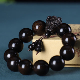 Buddha Gift Rosewood Green Sandalwood Small Leaf Red Sandalwood Dragon Carved Protection Bracelet