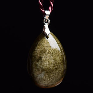 Buddha Gift Gold Sheen Obsidian Black Obsidian Rainbow Obsidian Wealth Water Drop Necklace Pendant