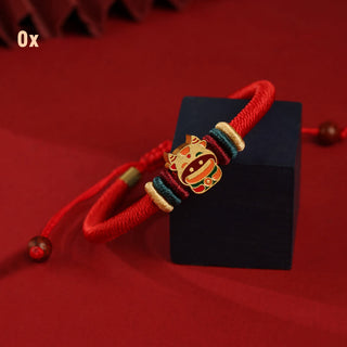 Buddha Gift Handmade 925 Sterling Silver Year of the Dragon Cute Chinese Zodiac Luck Braided Red Bracelet